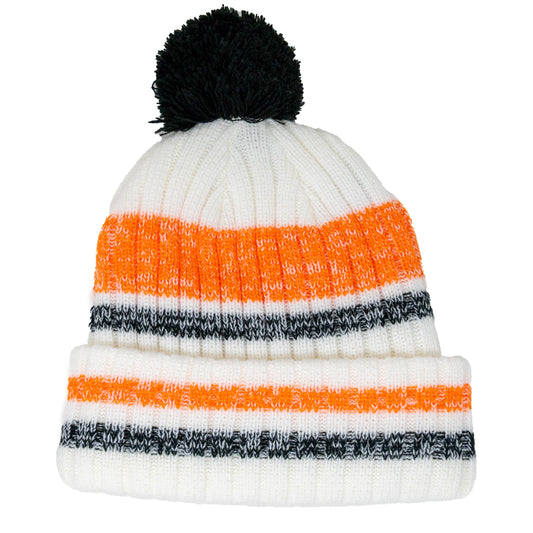 White Jungle Cat Pom Beanie