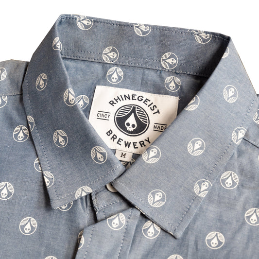 Skull Drop Chambray Camp Button Down