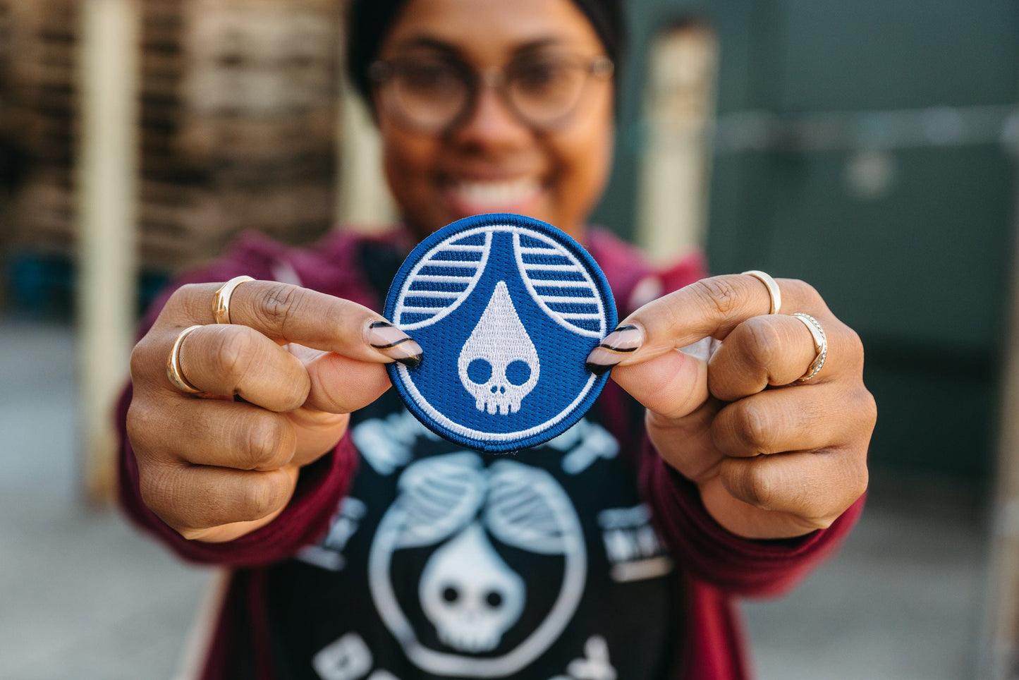 Navy Skull Drop Patch