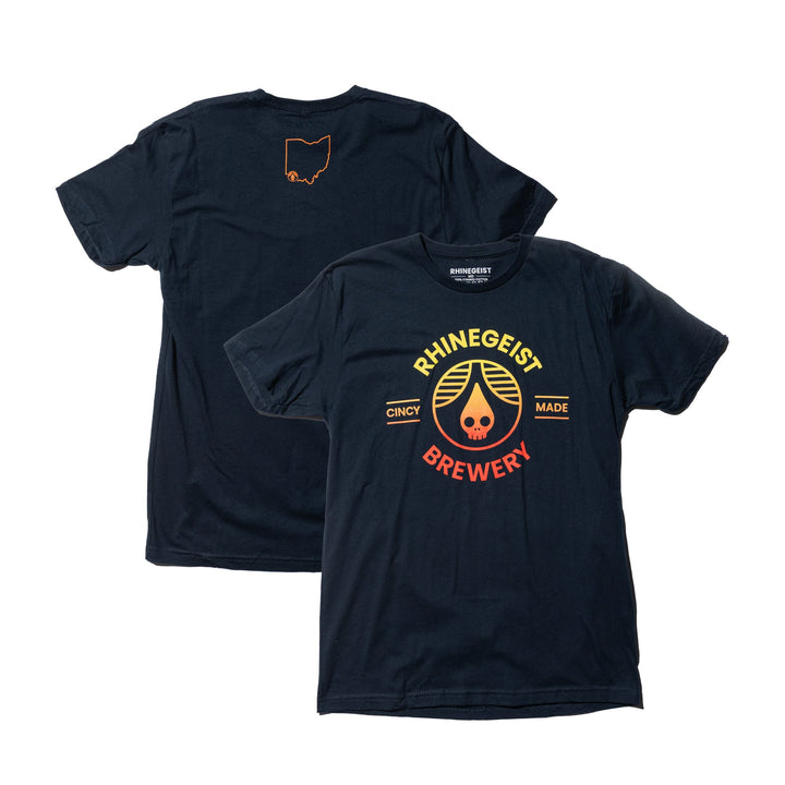 Rhinegeist Shirt Navy Sunset Gradient Cincy Made T-Shirt