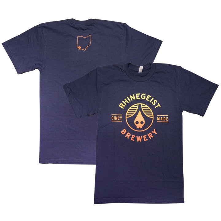 Rhinegeist Shirt Navy Sunset Gradient Cincy Made T-Shirt