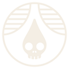 White skull icon with a green circular background