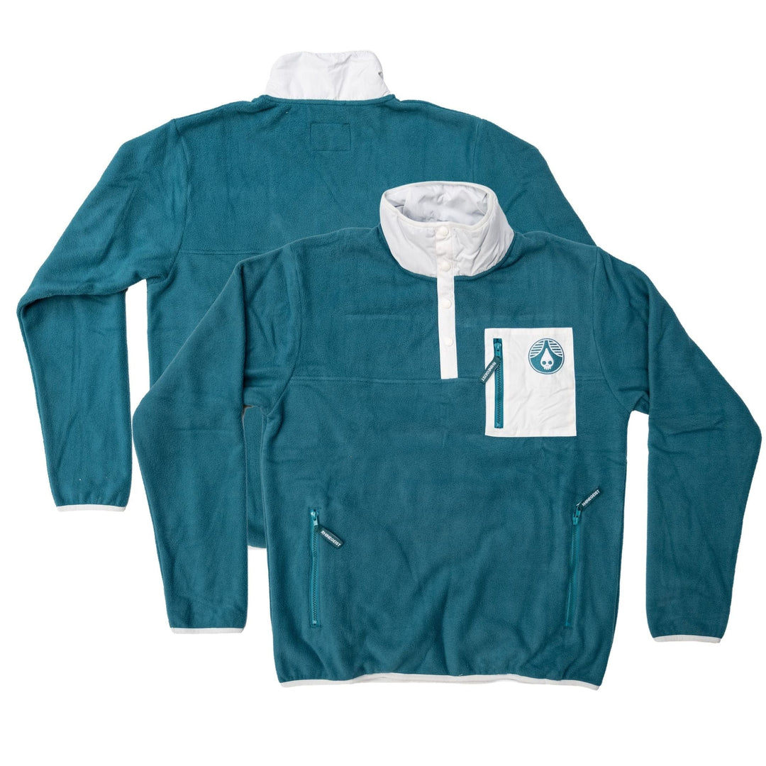 Rhinegeist Outerwear Teal White Zip Pocket Pullover Fleece