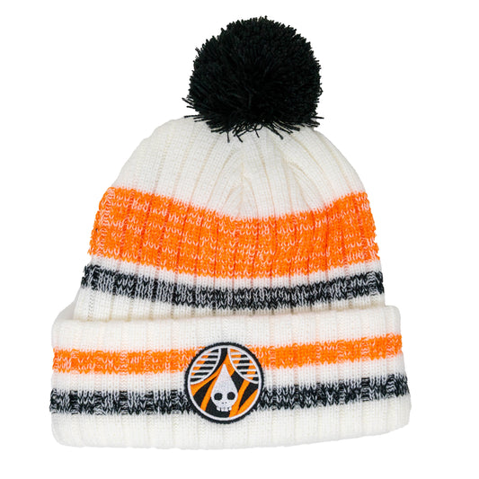 White Jungle Cat Pom Beanie