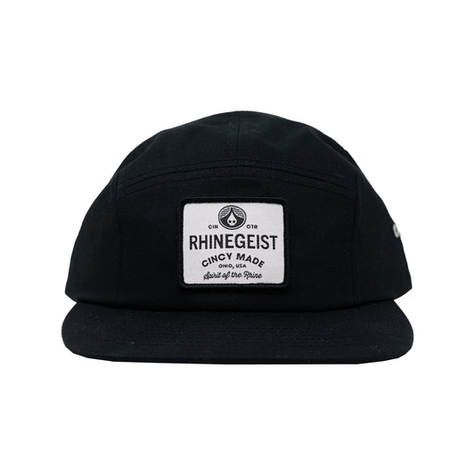 Black 5 Panel Patch Hat