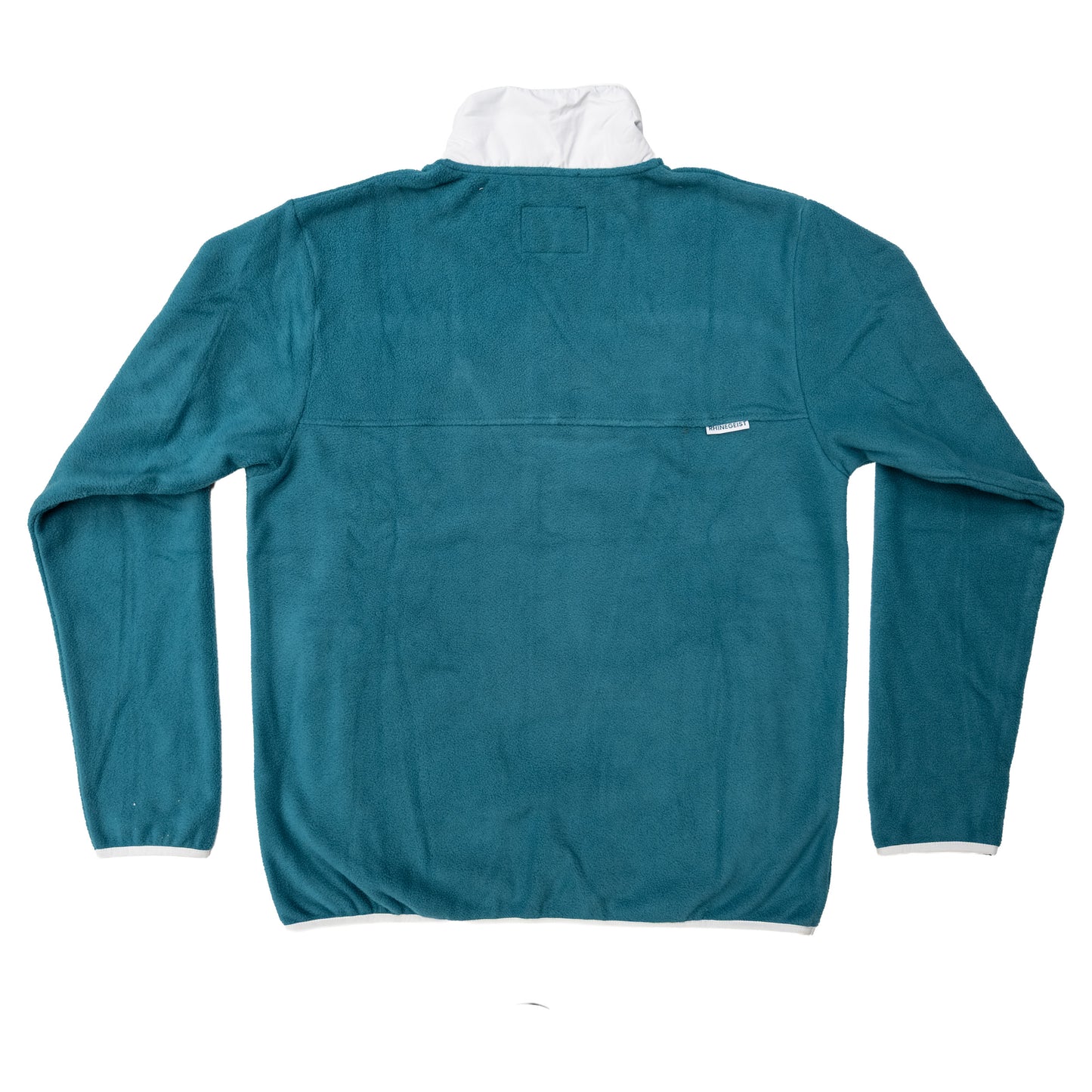 Teal White Zip Pocket Pullover Fleece