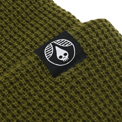 Military Green Waffle Knit Beanie