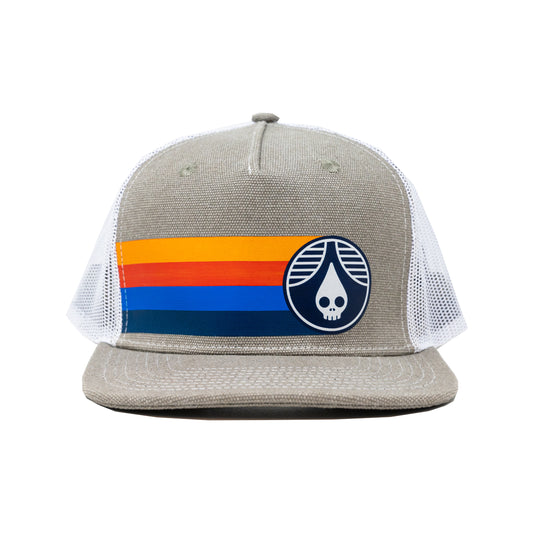 Grey Icon Stripe Trucker Hat