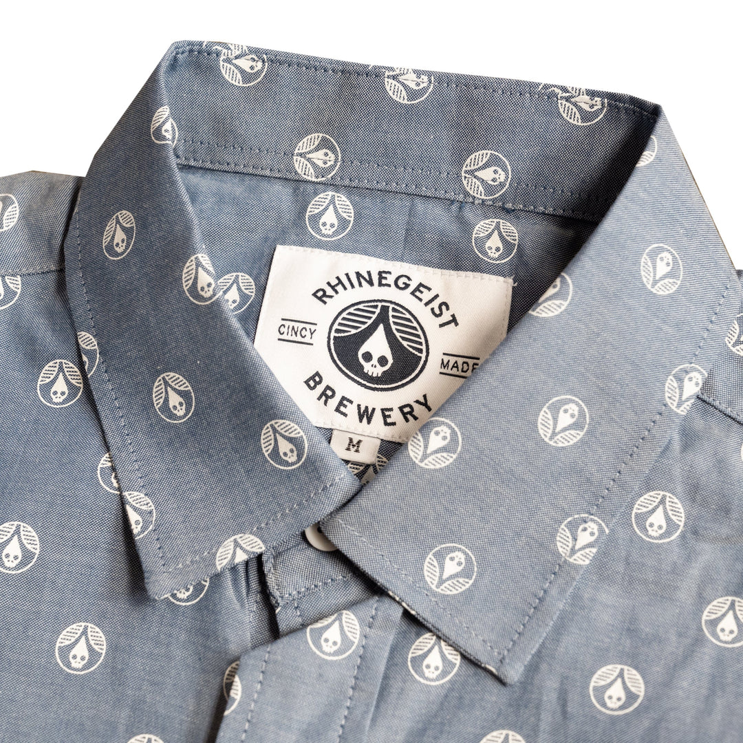 Rhinegeist Shirt Skull Drop Chambray Camp Button Down