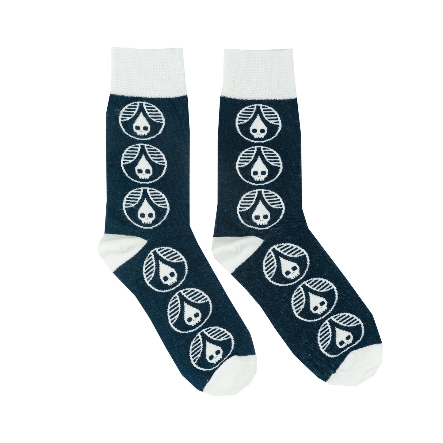 Navy Skull Drop Sock