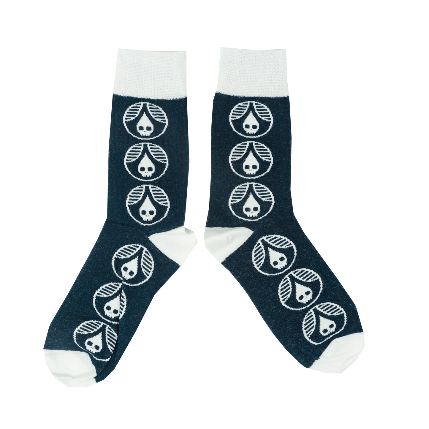 Navy Skull Drop Sock